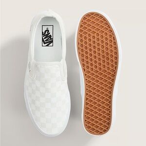 All White Checkered Vans